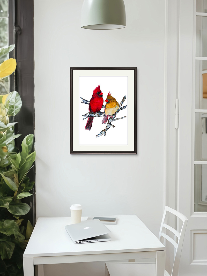 Kunstdruck Rotkardinalpaar – Bild 4